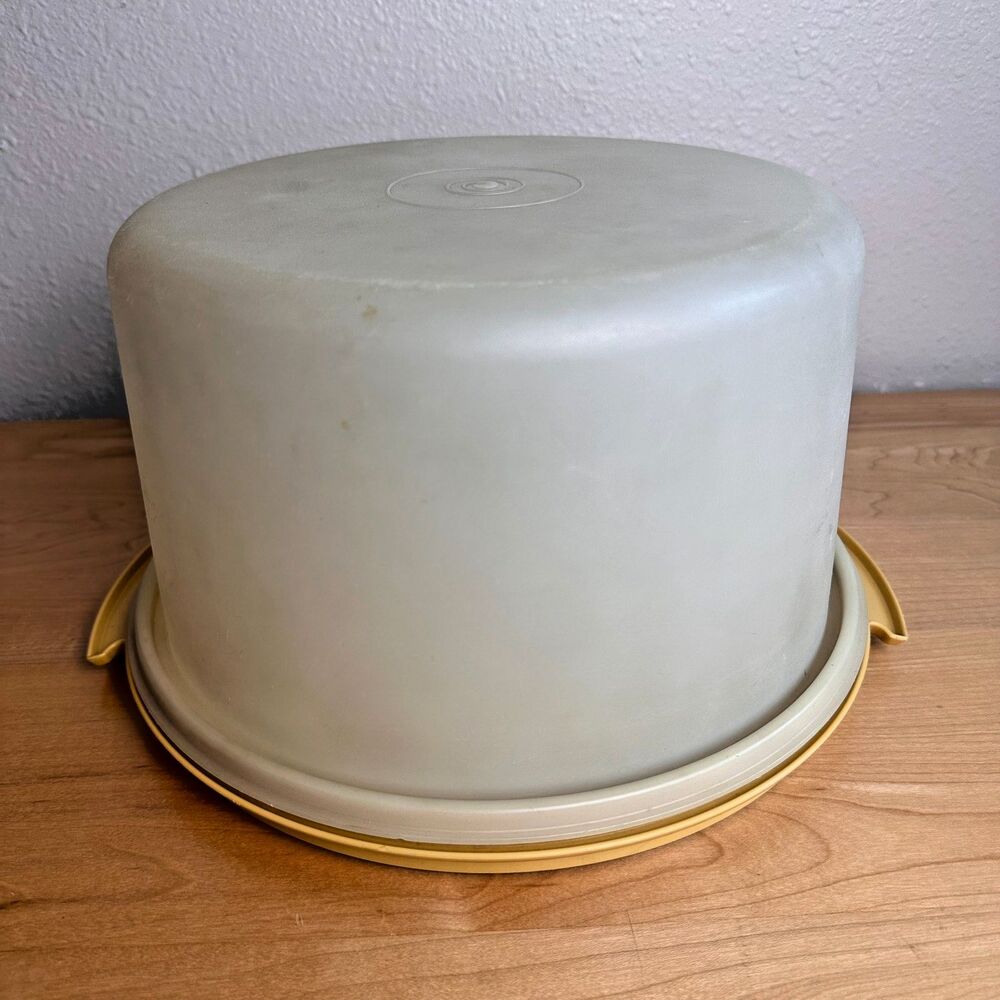Vintage Tupperware Cake Carrier 12" White / Yellow Replacement Cake Taker
